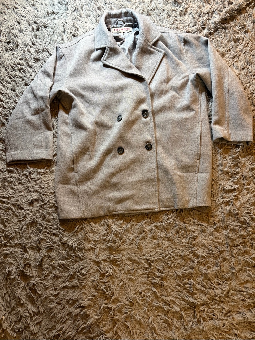 Free People grey Hannah Slouchy Double Breasted Blazer Coat sz S